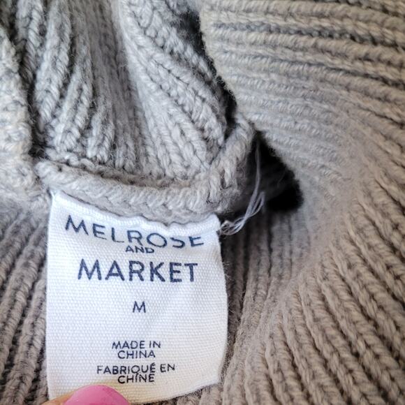 Melrose and Market Womens Gray Sweater Size Medium Oversized Mock Neck - Picture 3 of 12